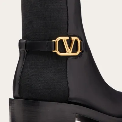 VALENTINO SIGNATURE Calf leather ankle boots (heel 3 cm high)