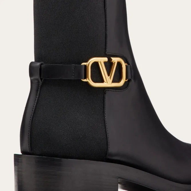 VALENTINO SIGNATURE Calf leather ankle boots (heel 3 cm high)