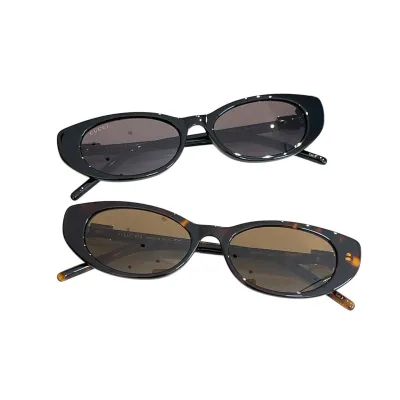 Gucci Oval glasses black silver/leopard gold color Size 52口17-140