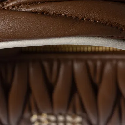 Miu Miu Wander Matelassé Nappa Quilted Lambskin Leather handbag Brown Crossbody Bags