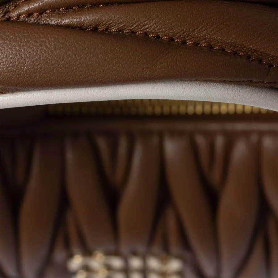 Miu Miu Wander Matelassé Nappa Quilted Lambskin Leather handbag Brown Crossbody Bags