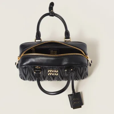 Miu Miu Arcadie matelassé Quilted Lambskin Leather Black Top-Handle Bags