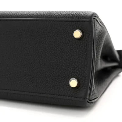 Hermès Kelly Retourne 25 Black Togo Leather Gold Hardware