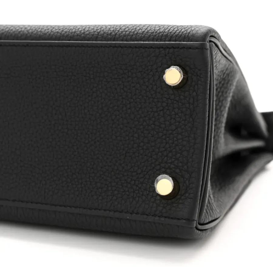 Hermès Kelly Retourne 25 Black Togo Leather Gold Hardware