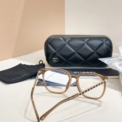 CHANEL square frame glasses tawny color size 53口19-145