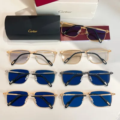 Cartier square frame glasses tawny/black/green/blue/grey/brown gold/indigo gold color Size 58口18-137