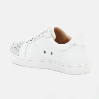 Christian Louboutin white Studded suede sneakers