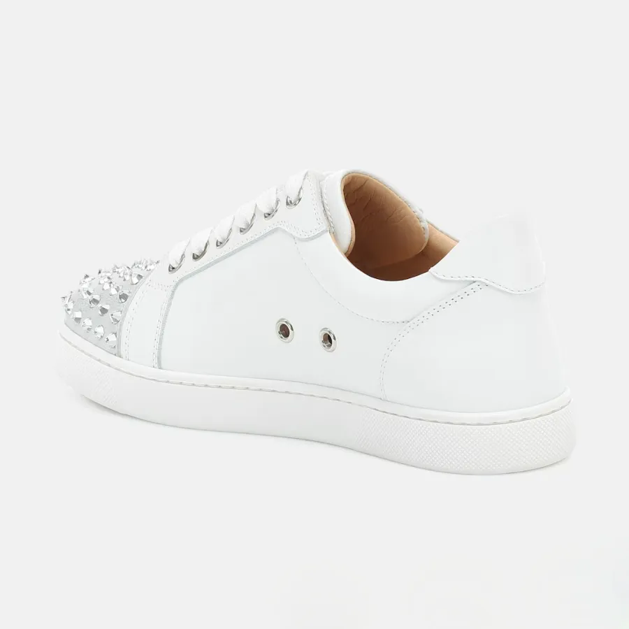 Christian Louboutin white Studded suede sneakers