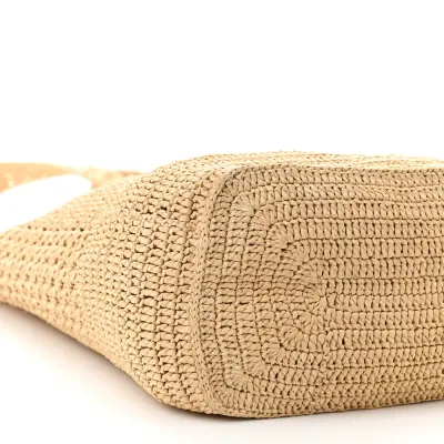 Saint Laurent Medium Hobo Naturale Monogram Raffia Aged Gold Hardware