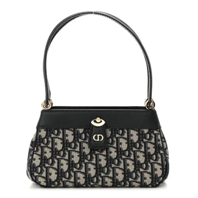 Dior Medium Key Bag Blue Oblique Canvas Gold Hardware