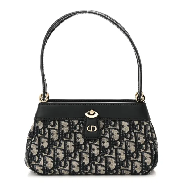 Dior Medium Key Bag Blue Oblique Canvas Gold Hardware