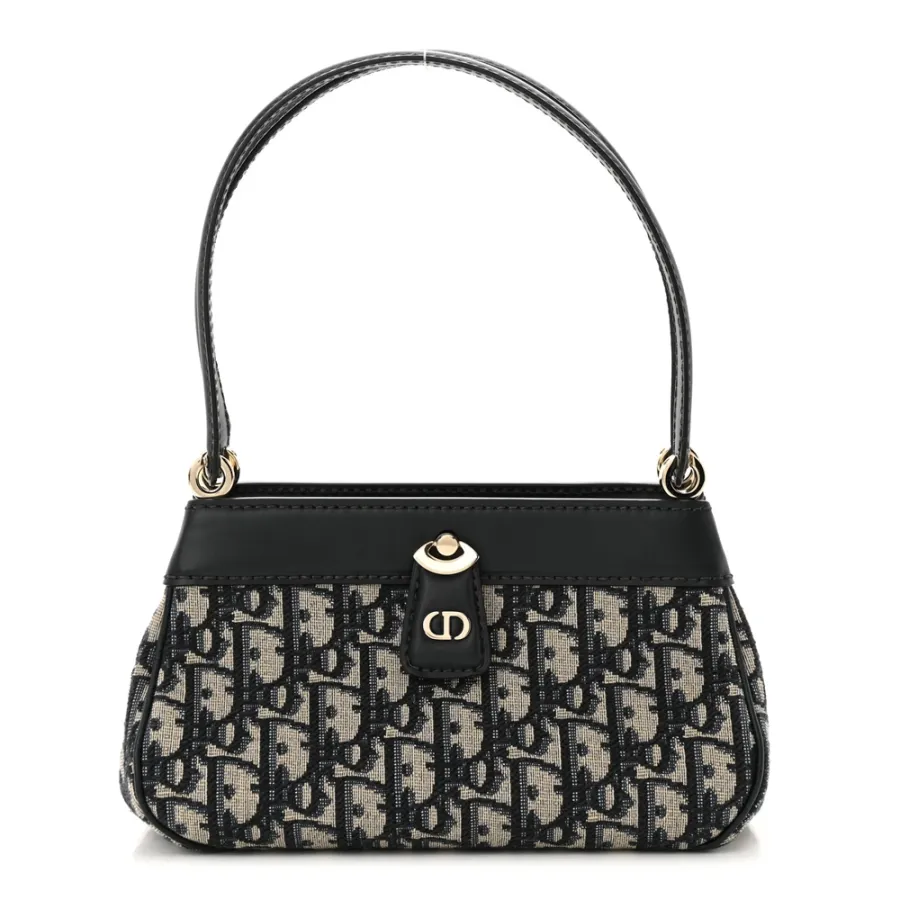 Dior Medium Key Bag Blue Oblique Canvas Gold Hardware