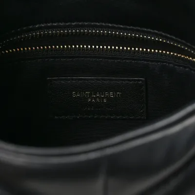 Saint Laurent Mini Loulou Chain Satchel Black Quilted Puffer Monogram Lambskin Leather Ruthenium Hardware