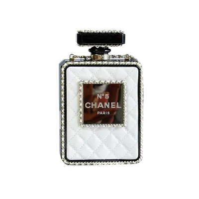 Chanel Perfume bottle leather White / Black crossbody bag