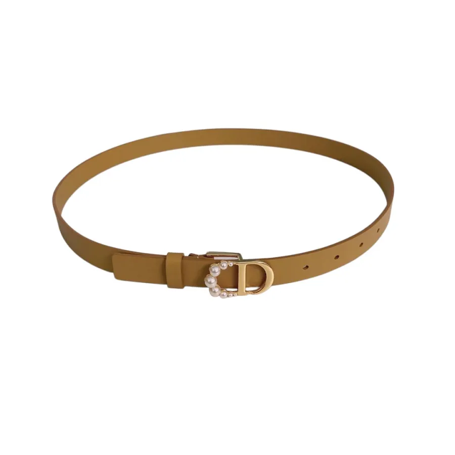 Dior Women' s 30 Montaigne Buckle With Pearls Belt In Brown/Black/Red/White/Cyclamen/Pink/Musturd/Silver/Gold/Blue/Grey Calfskin With Gold/Silver Hardware 20mm