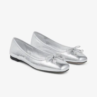 JIMMY CHOO Silver leather flats