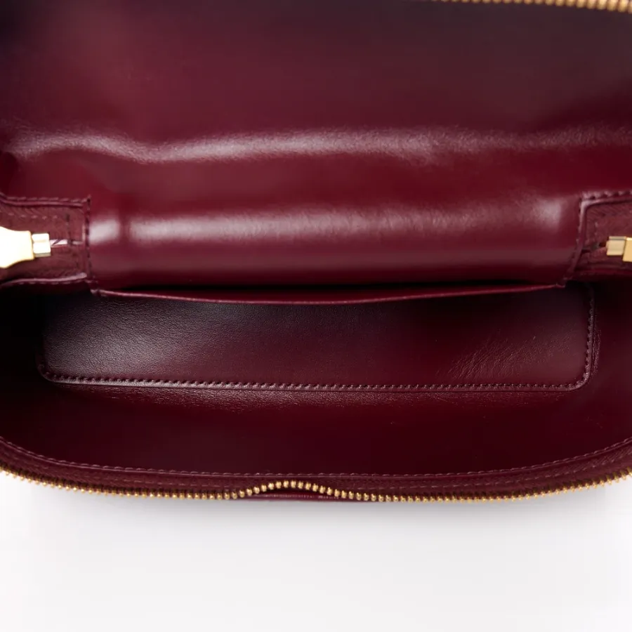 Bottega Veneta Intrecciato Bang Bang Vanity Case Cherry Nappa Leather Gold Hardware