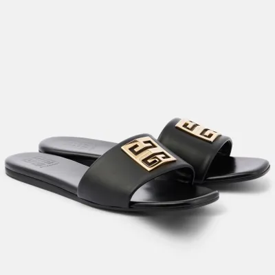 GIVENCHY Black leather cool slippers