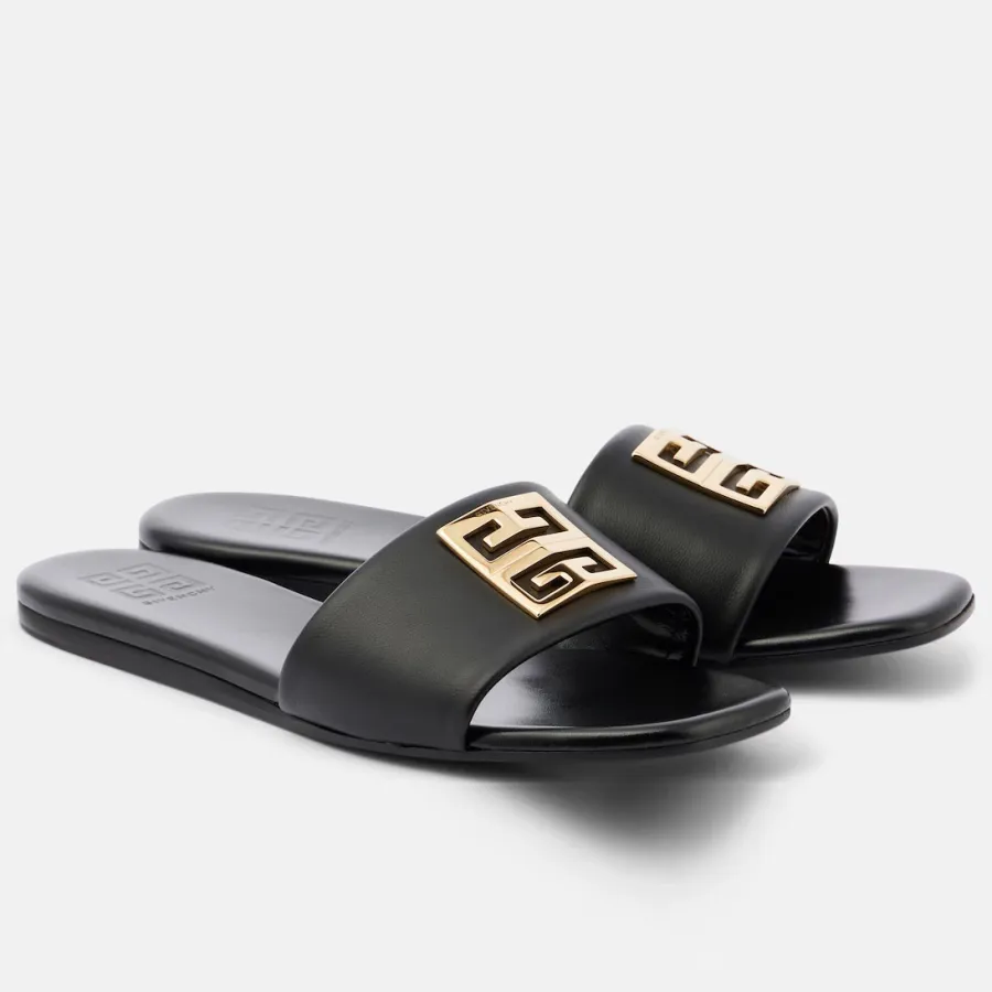 GIVENCHY Black leather cool slippers