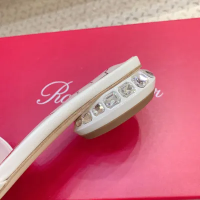 Roger Vivier Jewel Heels Sandals In Black/White Leather With Crystals (Heel Height 2.5cm)