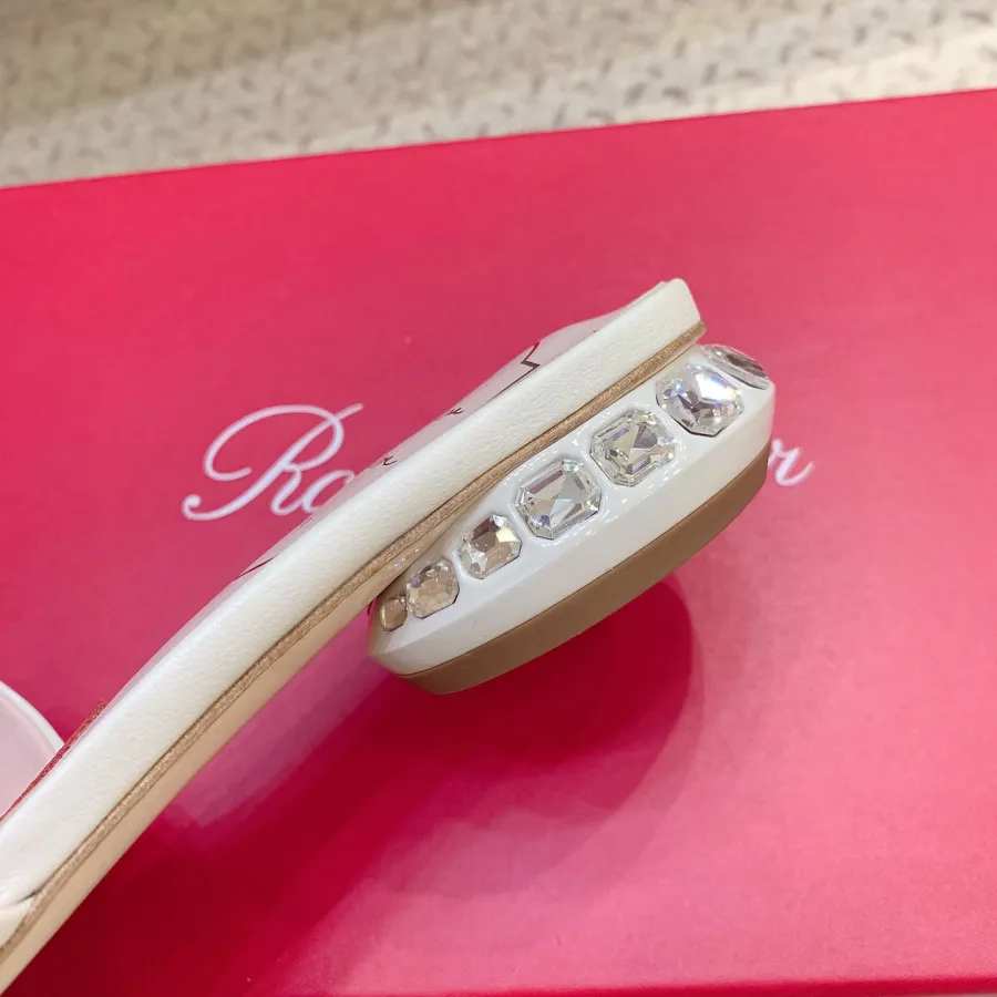 Roger Vivier Jewel Heels Sandals In Black/White Leather With Crystals (Heel Height 2.5cm)