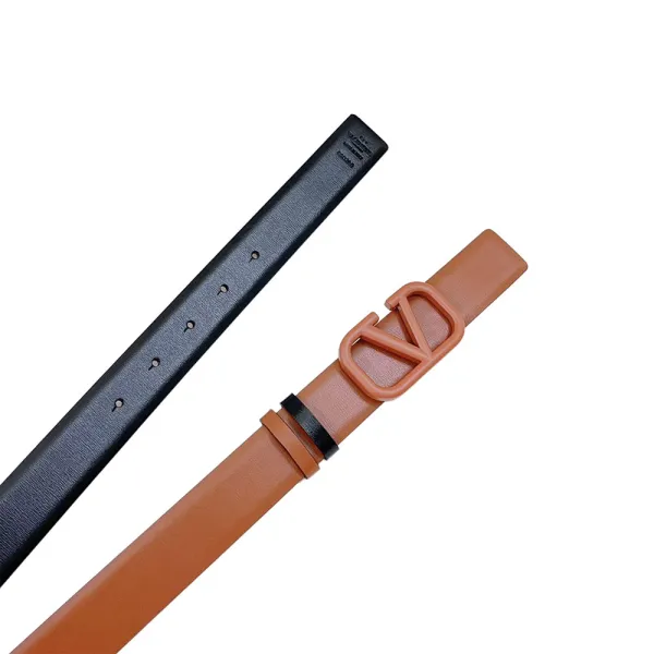 Valentino V Buckle Belt In Brown/Black/White/Nude/Red Calfskin With Brown/Black/White/Nude/Red Hardware 30mm - Image 2