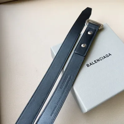 Balenciaga Men's Bottle Opener D Ring Belt In Black Vegetal Calfskin With Silver Hardware 30mm