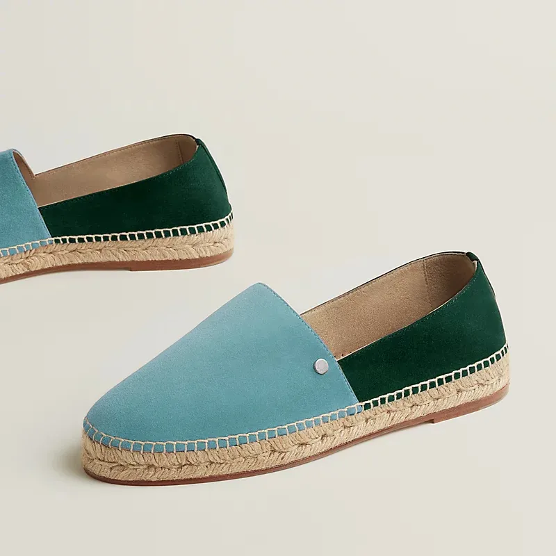 HERMES Joven Green and Blue Espadrilles