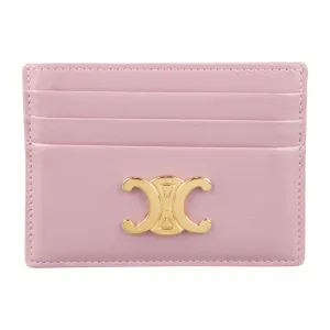 Celine Small Card Holder Purple Triomphe Leather Gold Hardware