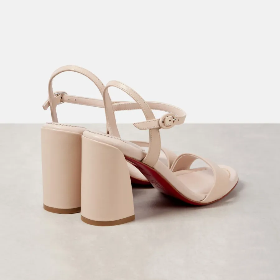 Christian Louboutin Pink leather round toe chunky heel sandals