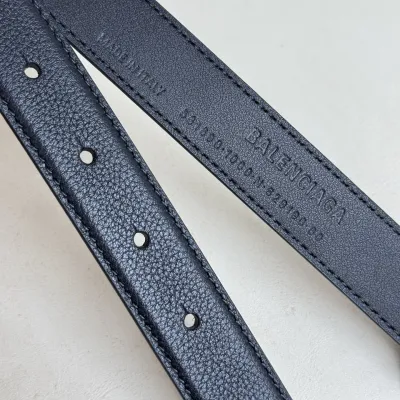 Balenciaga Women's Nano Belt In Black Grained Calfskin With Gold/Silver Hardware 25mm