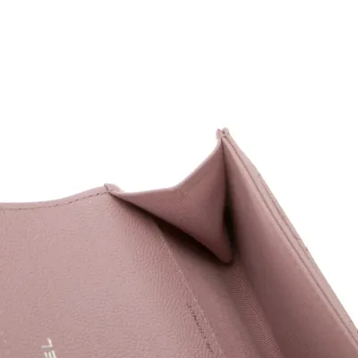 Chanel Small Interlocking CC Logo Compact Wallet Pink Quilted Leather Silver Hardware