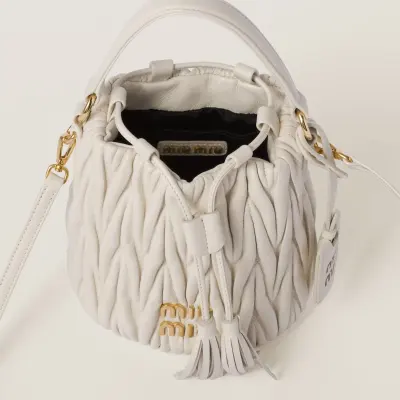 Miu Miu Matelassé Quilted Lambskin Leather white Bucket Bags