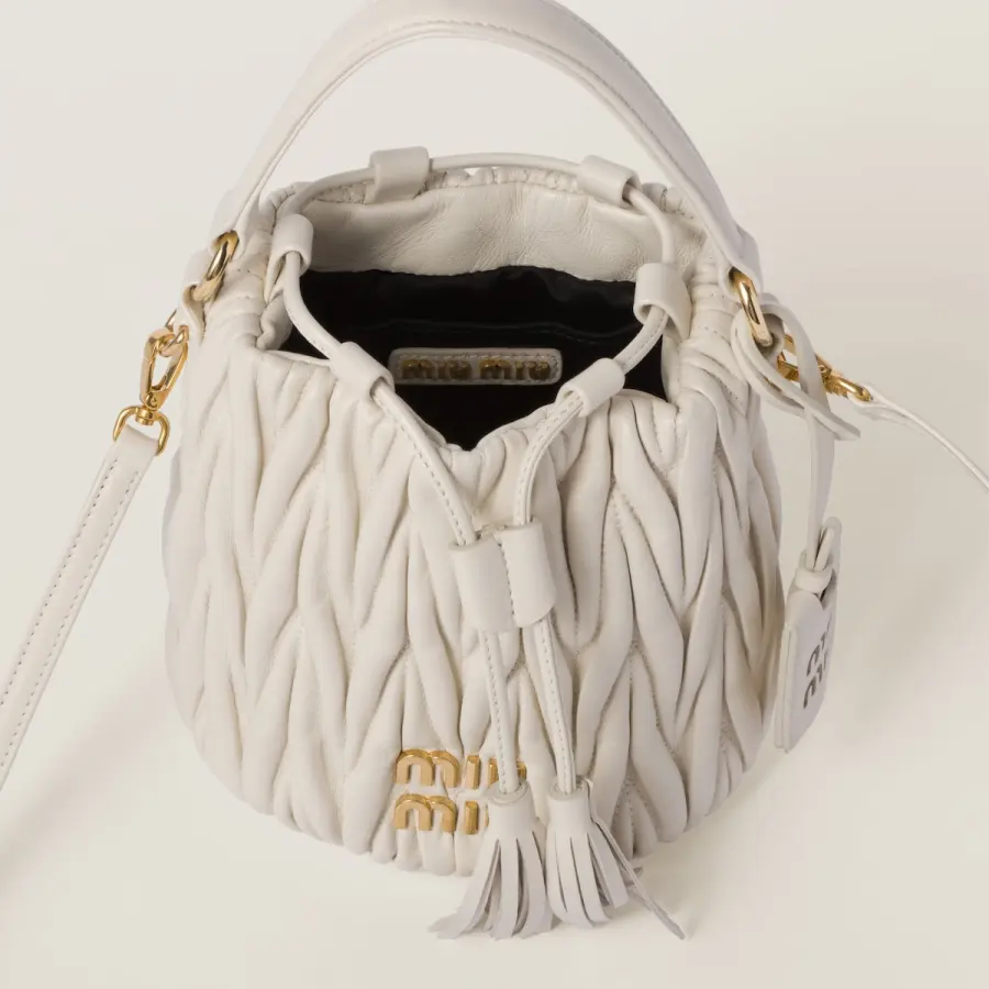 Miu Miu Matelassé Quilted Lambskin Leather white Bucket Bags