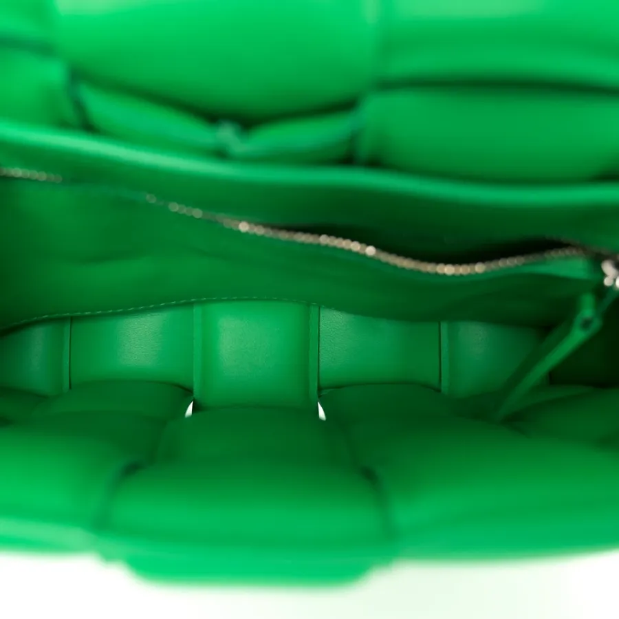 Bottega Veneta Maxi Intreccio Padded Cassette Crossbody Bag Parakeet Nappa Leather Silver Hardware