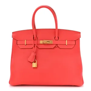 Hermès Birkin 35 Rose Jaipur Taurillon Clemence Leather Gold Hardware