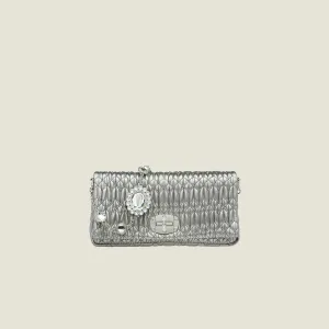 Miu Miu Quilted Lambskin Leather Silver Evening Bags
