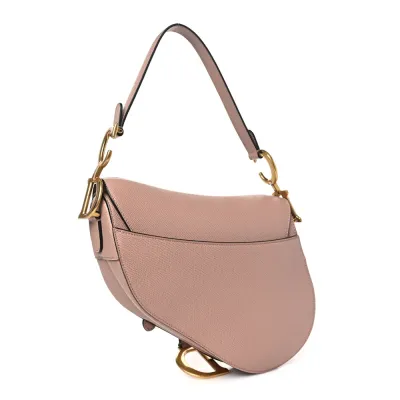 Dior Medium Saddle Bag Fard Grained Calfskin Leather Gold Hardware