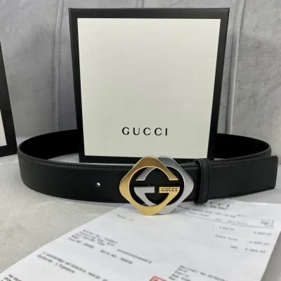 Gucci Men's Double G Buckle Belt In Brown/Red/Black/Beige Calfskin With Gold/Silver Hardware 40mm