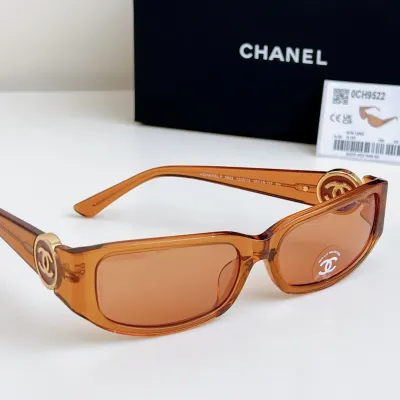 CHANEL square frame glasses orange color size 56-18-137