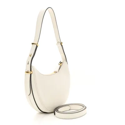 Prada Medium Arque Shoulder Bag White Soft Calfskin Leather Gold Hardware