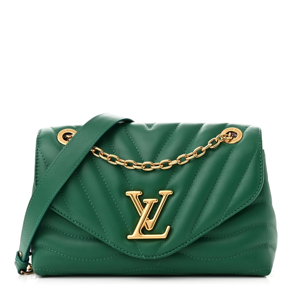 Bolsa Louis Vuitton New Wave Chain MM NM em Couro Bezerro Esmeralda com Hardware Dourado