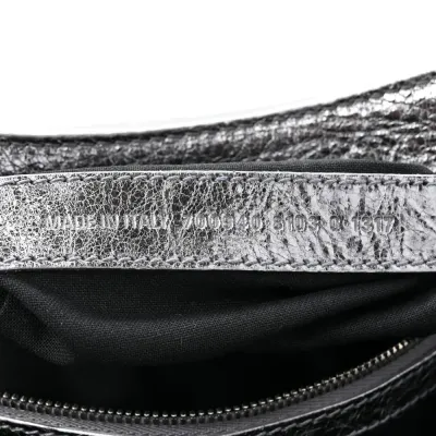 Balenciaga XS Crystal Neo Cagole Handbag Silver Agneau Arena Leather Silver Hardware