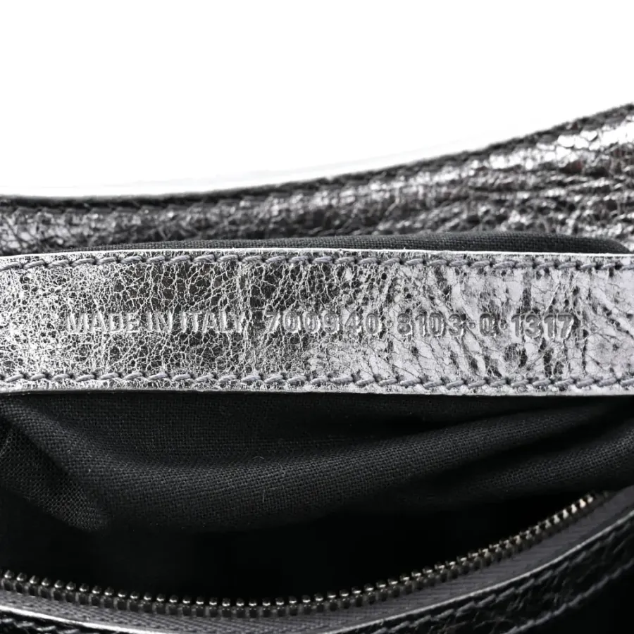 Balenciaga XS Crystal Neo Cagole Handbag Silver Agneau Arena Leather Silver Hardware