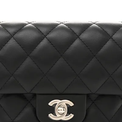 Chanel CC Uniform Flap Belt Bag Small Black Quilted Calfskin Leather Silver Hardware