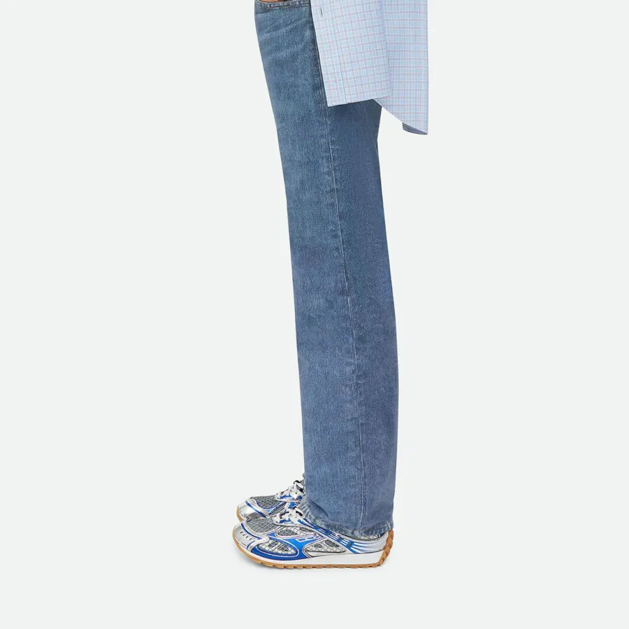 Bottega Veneta Orbit Sneakers In Silver/Blue Technical Fabric And Mesh Lace-Up Sneaker