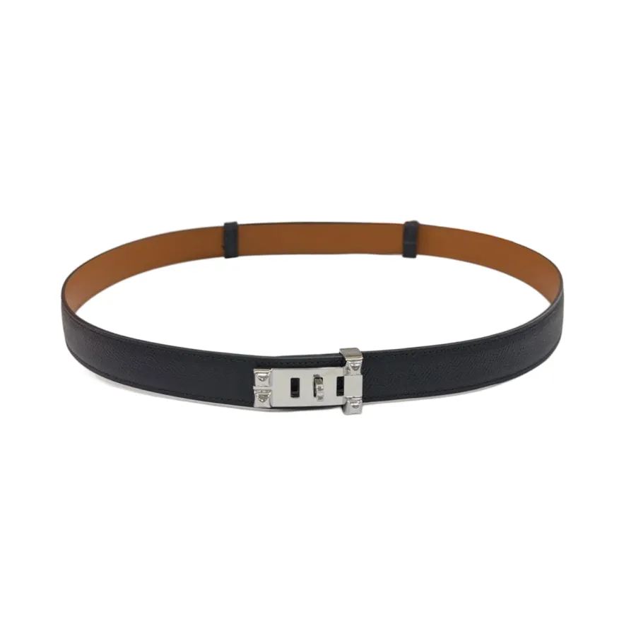 Hermès Women' s Rectangled Buckle Belt In Black/Brown/Etoupe Calfskin With Gold/Silver Hardware 30mm