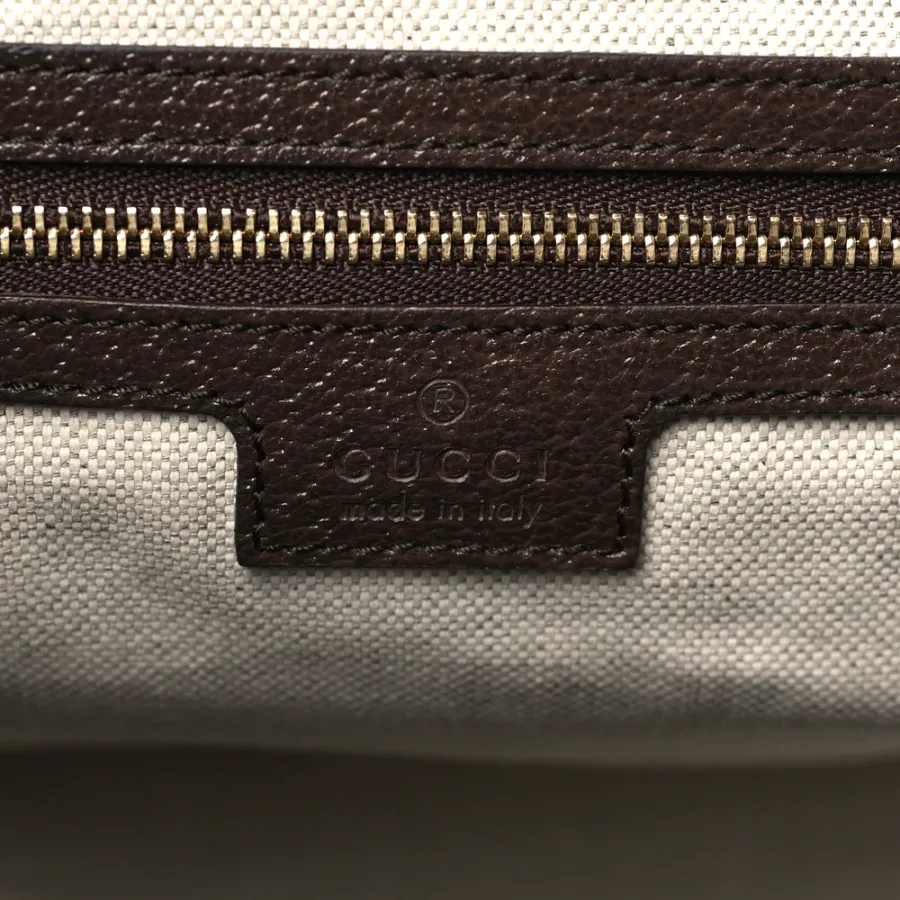 Gucci Medium Ophidia Shopping Tote Camel Ebony Textured Dollar Calfskin Leather