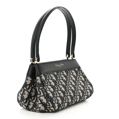 Dior Medium Key Bag Blue Oblique Canvas Gold Hardware