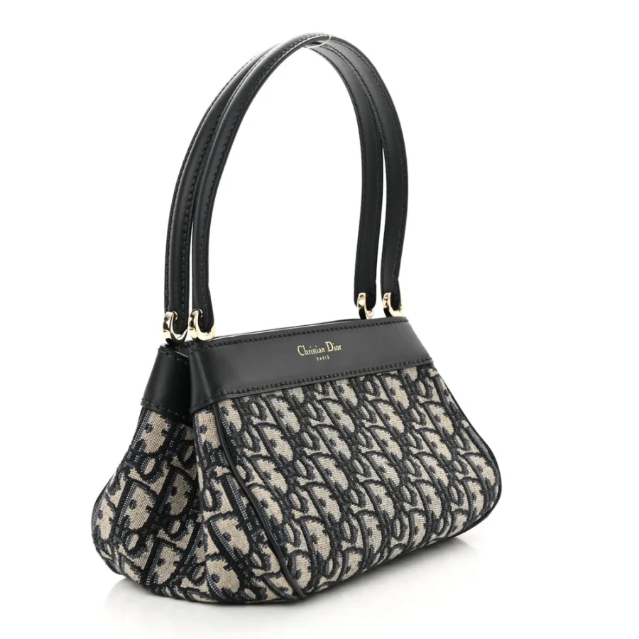 Dior Medium Key Bag Blue Oblique Canvas Gold Hardware